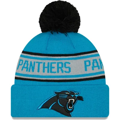 New Era Carolina Panthers Repeat bleu pour homme - Bonnet en tricot à revers avec pompon