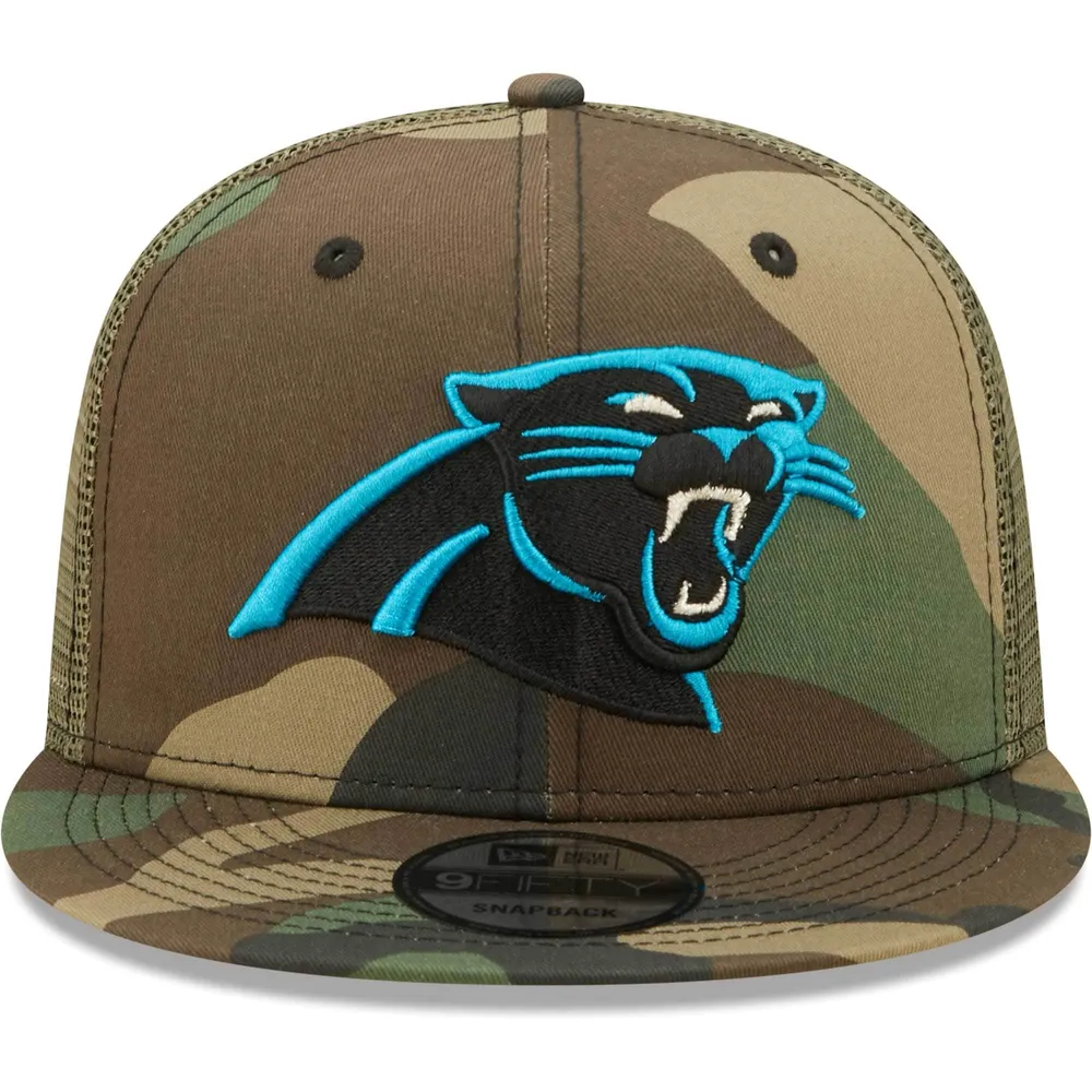 Men's New Era Camo/Olive Carolina Panthers Trucker 9FIFTY Snapback Hat