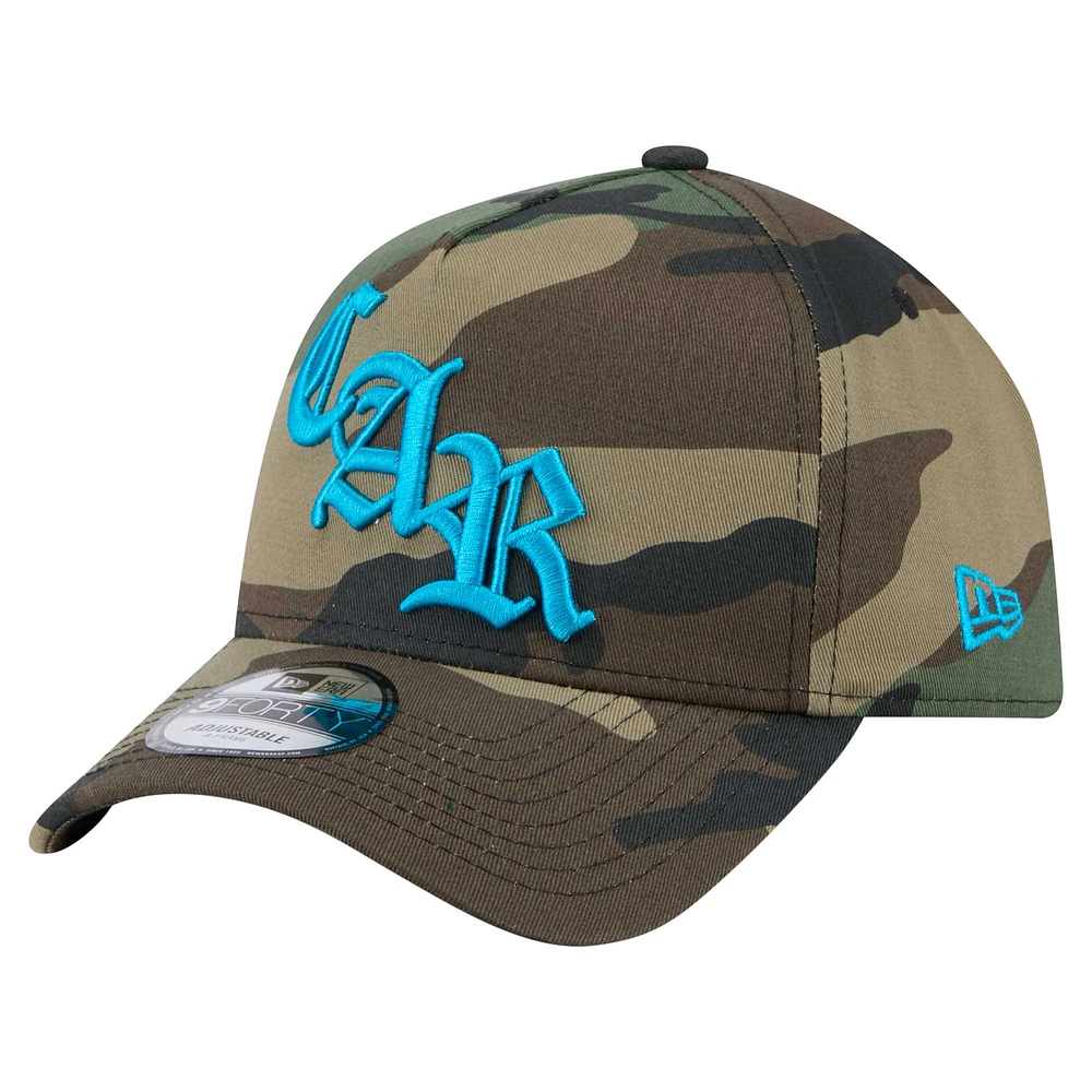 Men's New Era Camo Carolina Panthers Mystic Camo A-Frame 9FORTY Adjustable Hat