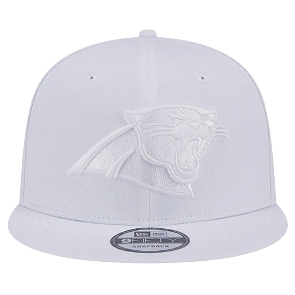 Casquette Snapback 9FIFTY Main Blanc sur Blanc New Era Carolina Panthers pour hommes