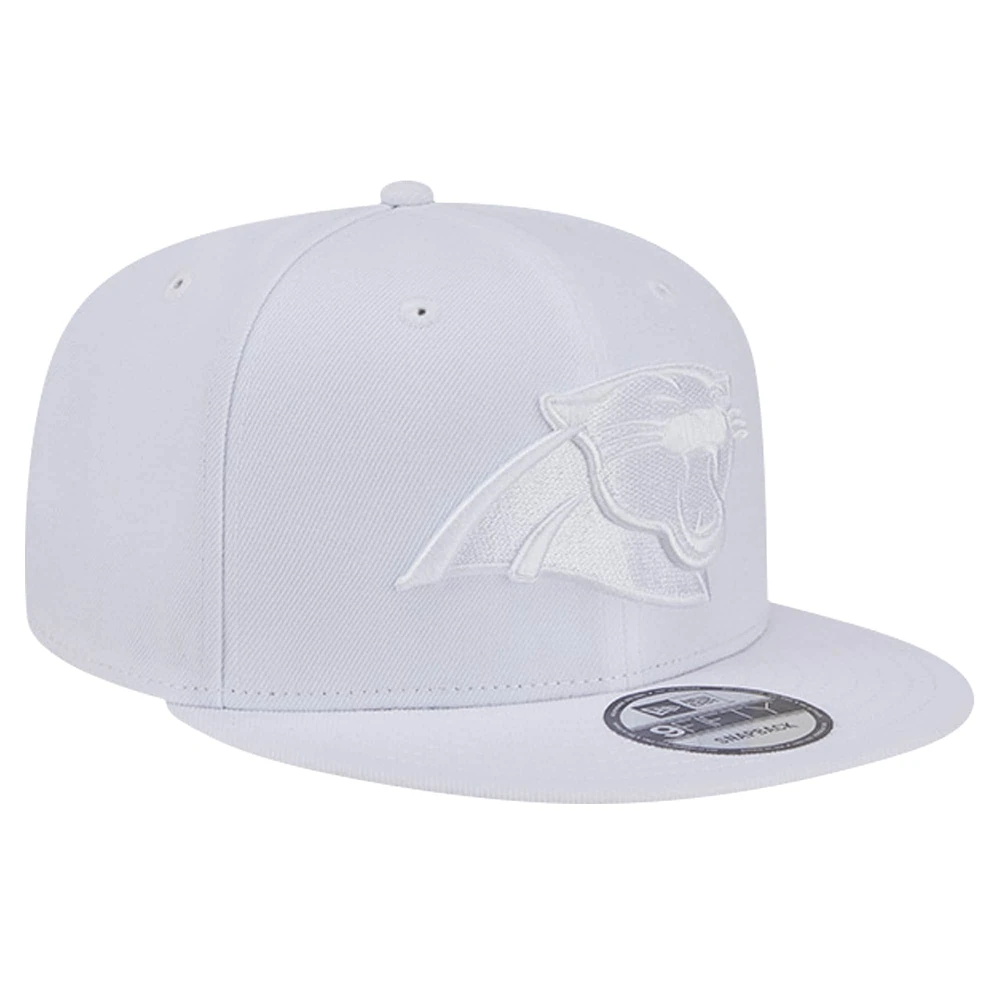 Men's New Era Carolina Panthers Main White on White 9FIFTY Snapback Hat