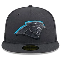 Casquette ajustée 59FIFTY officielle du repêchage NFL 2024 sur scène des Panthers de la Caroline New Era Graphite pour hommes