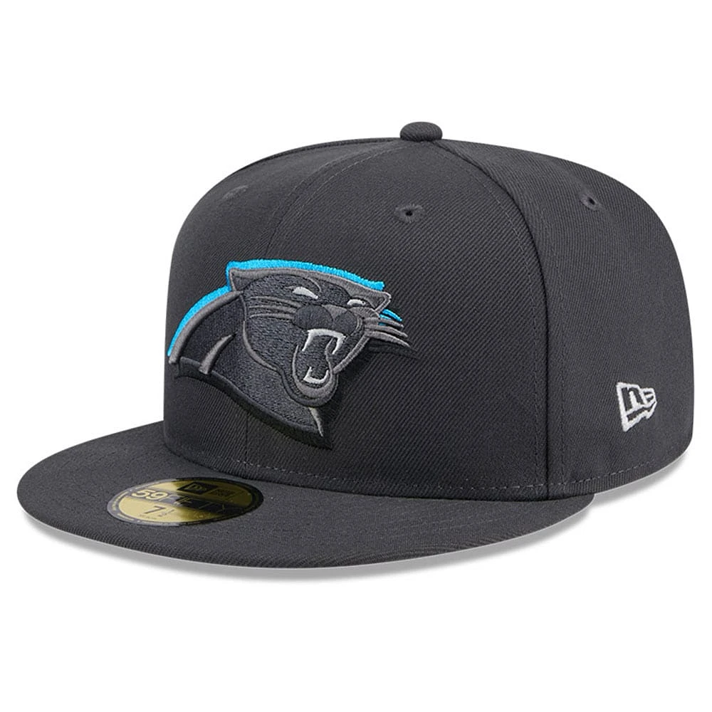 Casquette ajustée 59FIFTY officielle du repêchage NFL 2024 sur scène des Panthers de la Caroline New Era Graphite pour hommes