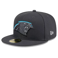 Casquette ajustée 59FIFTY officielle du repêchage NFL 2024 sur scène des Panthers de la Caroline New Era Graphite pour hommes