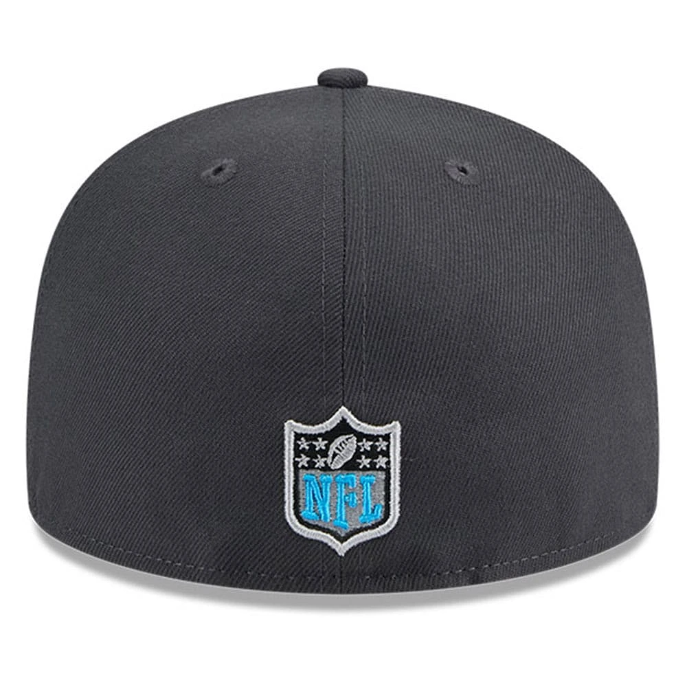 Casquette ajustée 59FIFTY officielle du repêchage NFL 2024 sur scène des Panthers de la Caroline New Era Graphite pour hommes