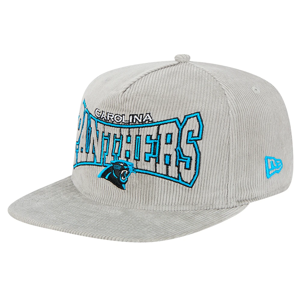 Casquette de golf ajustable en velours côtelé gris Carolina Panthers New Era pour homme