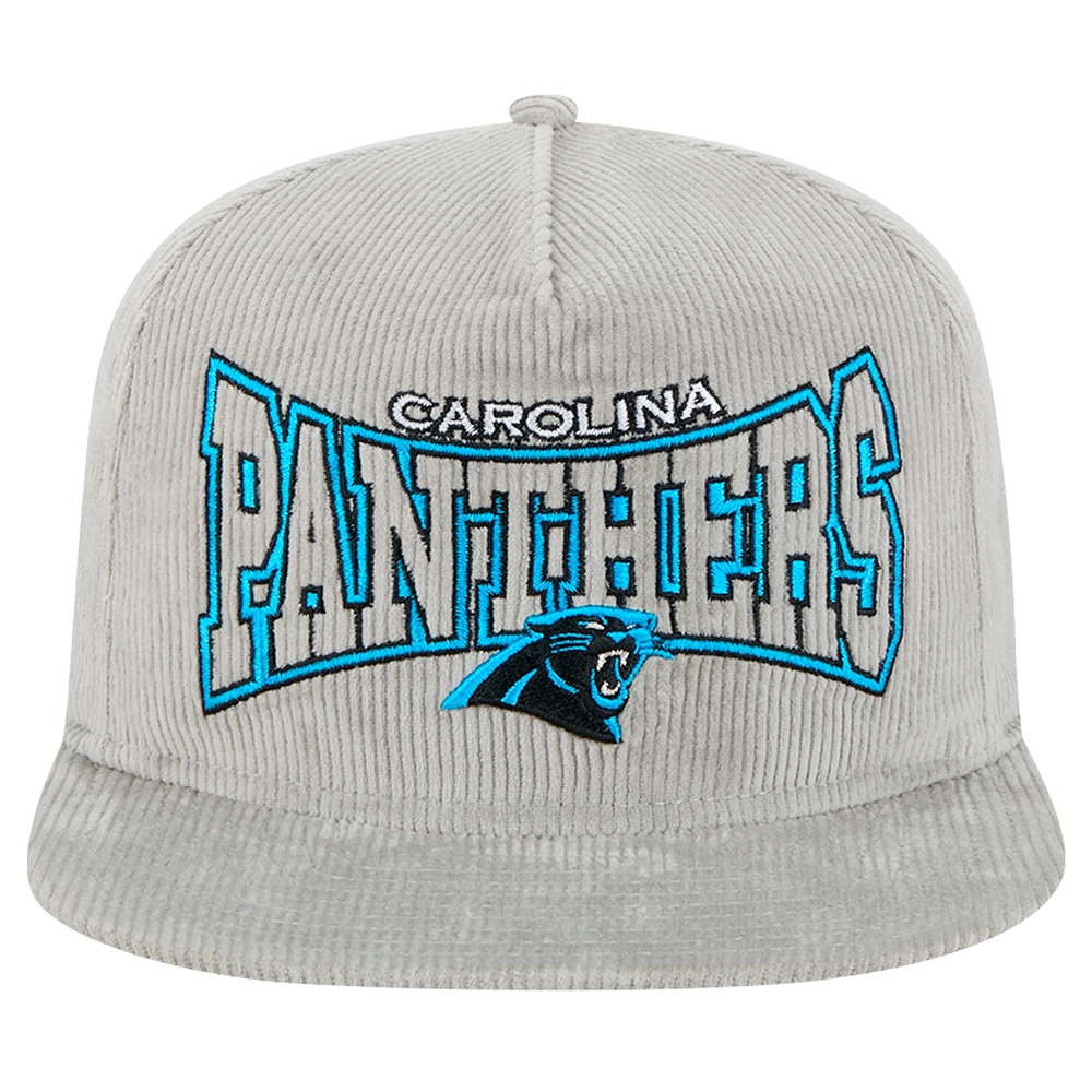 Casquette de golf ajustable en velours côtelé gris Carolina Panthers New Era pour homme