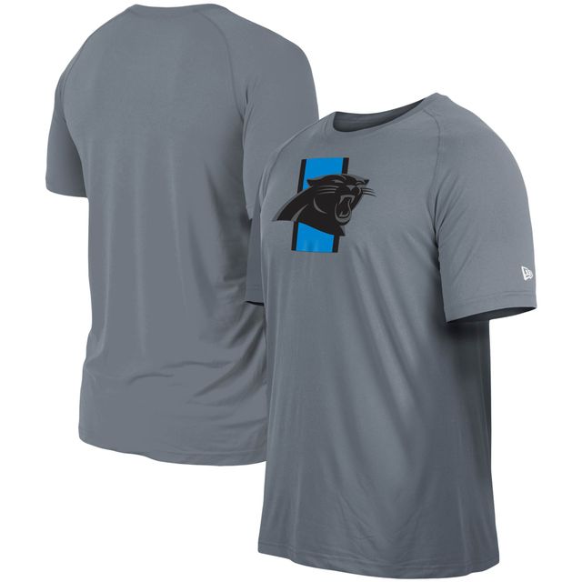 T-shirt à manches raglan New Era gris pour homme Carolina Panthers Training Camp