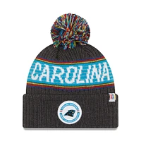 Bonnet en tricot à pompon New Era pour homme Heather Charcoal Carolina Panthers 2022 Greg Olsen x Atrium Health Levine Children's Hospital