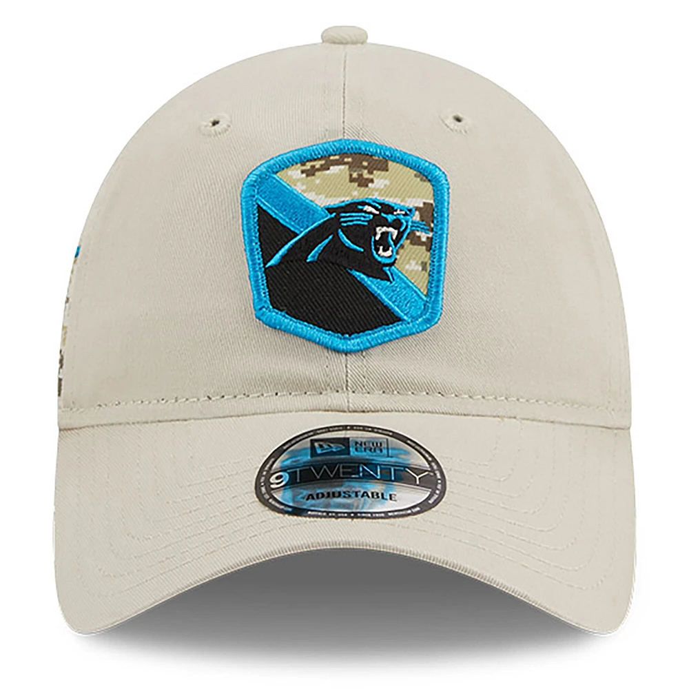 Men's New Era  Stone Carolina Panthers 2023 Salute To Service 9TWENTY Adjustable Hat