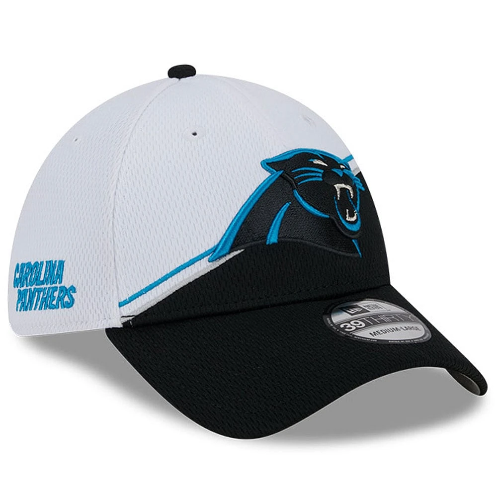 Casquette flex 39THIRTY Sideline 2023 pour homme des Panthers de la Caroline, blanc/noir New Era