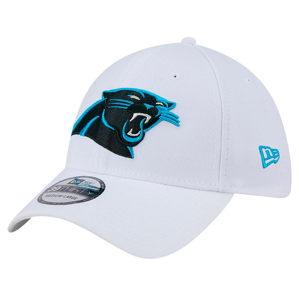 Casquette New Era blanche Carolina Panthers Main 39THIRTY Flex pour homme