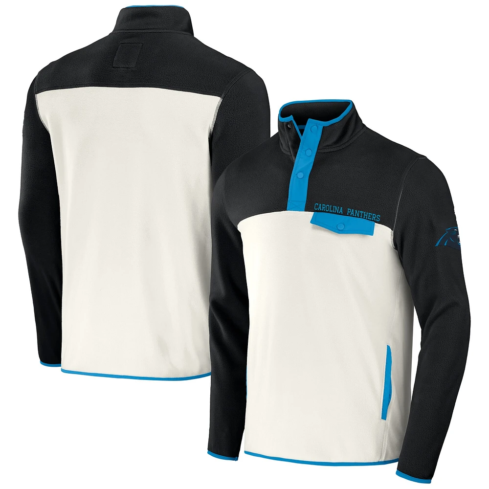 Veste à bouton-pression en micro-polaire noire/crème Carolina Panthers pour homme de la collection NFL x Darius Rucker par Fanatics