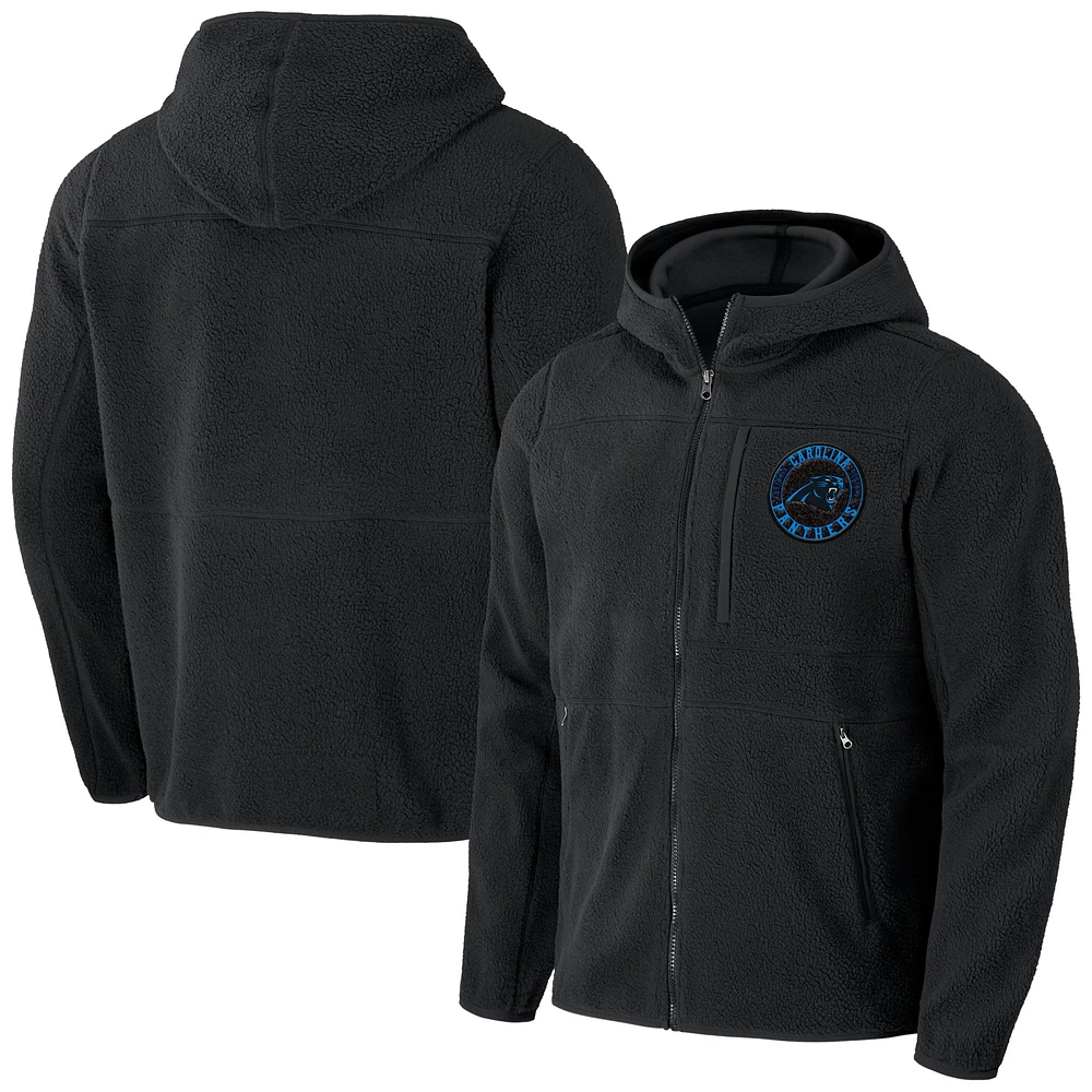 Sweat à capuche zippé en sherpa noir Carolina Panthers pour homme de la collection NFL x Darius Rucker par Fanatics