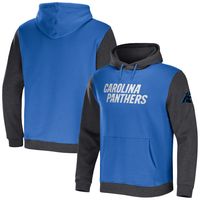 Men's NFL x Darius Rucker Collection by Fanatics Blue/Charcoal Carolina Panthers Colorblock Pullover Hoodie