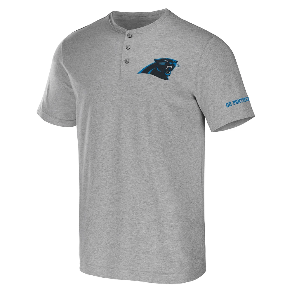 T-shirt Henley des Carolina Panthers de la collection NFL x Darius Rucker par Fanatics pour hommes, gris chiné