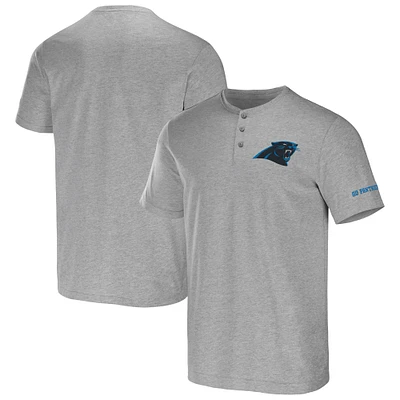 T-shirt Henley des Carolina Panthers de la collection NFL x Darius Rucker par Fanatics pour hommes, gris chiné