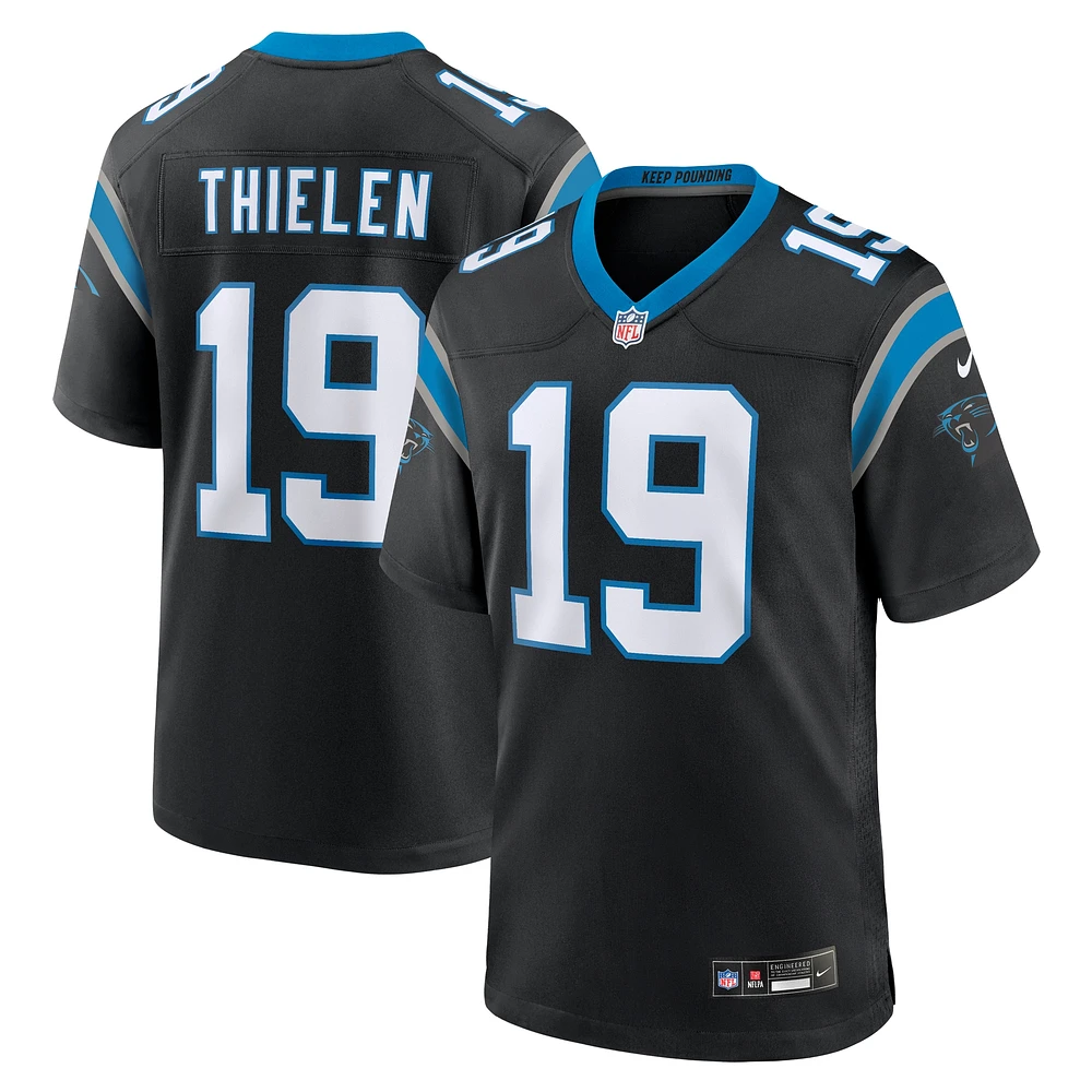 Maillot de match d'équipe des Panthers la Caroline noirs pour homme Nike Adam Thielen