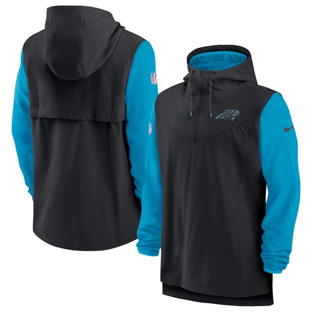 Sweat à capuche quart de zip Nike Carolina Panthers Sideline Player pour homme - Noir/Bleu