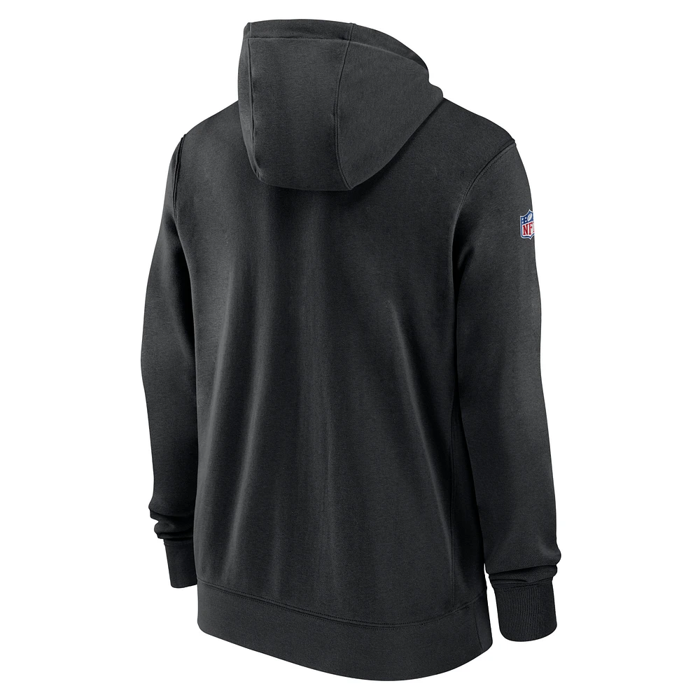 Sweat à capuche entièrement zippé Nike Carolina Panthers 2023/24 Sideline Club pour homme, noir