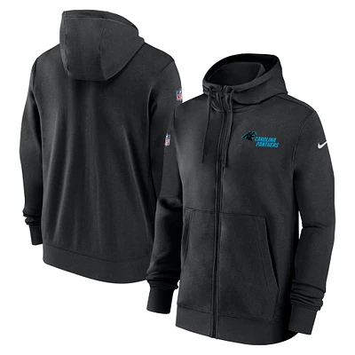 Men's Nike Black Carolina Panthers 2023/24 Sideline Club Full-Zip Hoodie