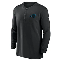 Haut Nike Black Carolina Panthers 2023 Sideline Performance à manches longues tri-mélange et quart de zip pour homme