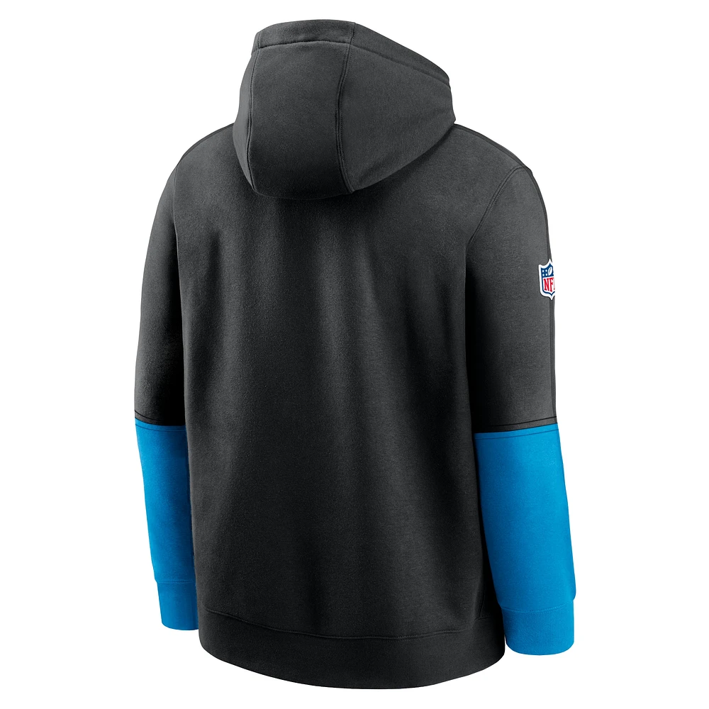 Men's Nike Black Carolina Panthers 2024 Sideline Club Pullover Hoodie