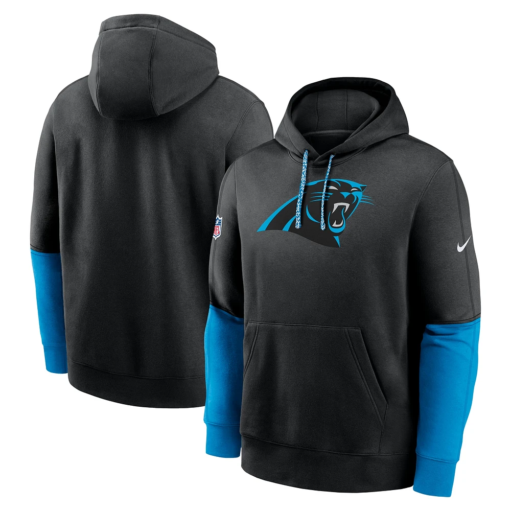 Men's Nike Black Carolina Panthers 2024 Sideline Club Pullover Hoodie