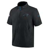 Veste à capuche manches courtes et demi-zip Nike Carolina Panthers 2024 Sideline Coach pour homme, noire