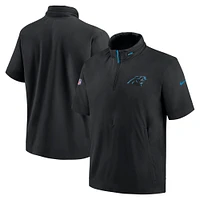 Veste à capuche manches courtes et demi-zip Nike Carolina Panthers 2024 Sideline Coach pour homme, noire