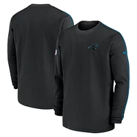 Haut à manches longues Nike noir Carolina Panthers 2024 Sideline Coaches pour homme