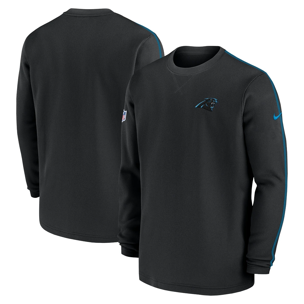 Men's Nike Black Carolina Panthers 2024 Sideline Coaches Long Sleeve Top