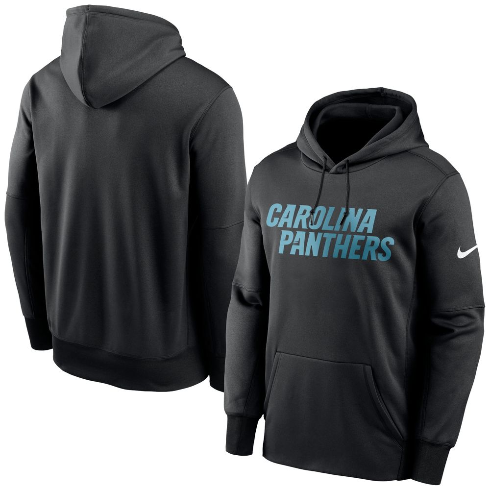 Men's Nike Black Carolina Panthers Fan Gear Wordmark Performance Pullover Hoodie