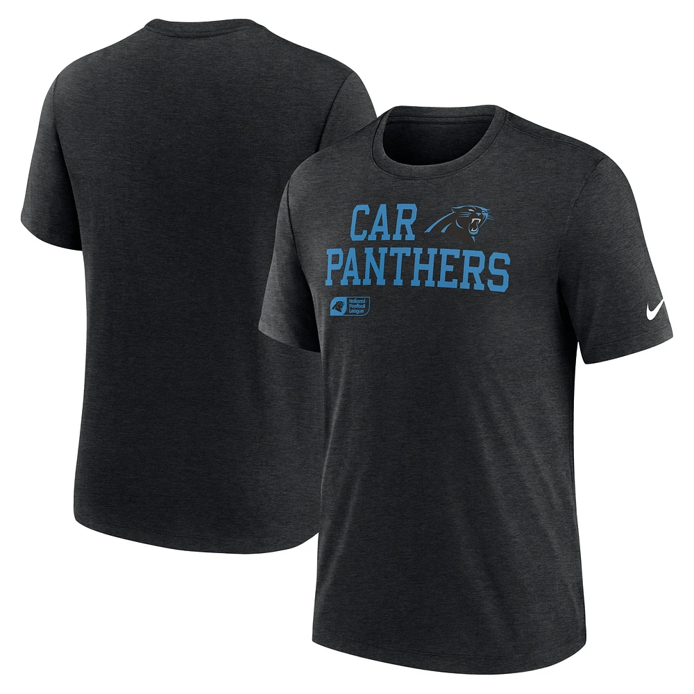 T-shirt tri-mélange Nike Black Carolina Panthers Overlap Lockup pour homme