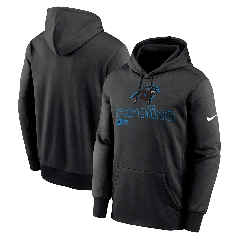 Sweat à capuche Nike Carolina Panthers Performance pour homme, noir