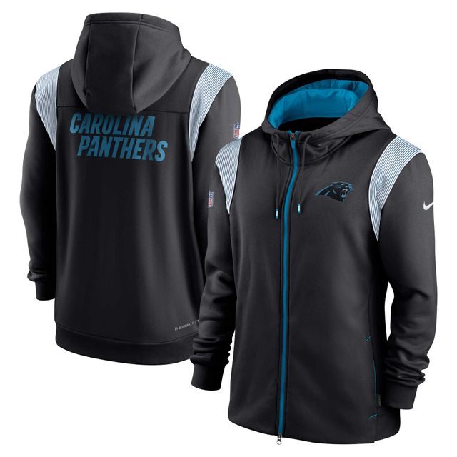 Sweat à capuche entièrement zippé Nike Black Carolina Panthers Performance Sideline Lockup pour homme