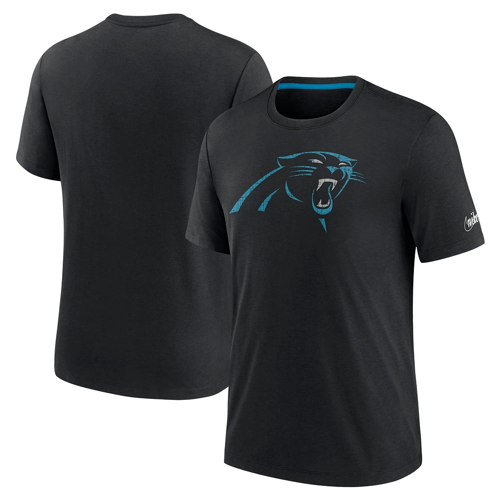 T-shirt à trois mélanges avec logo Nike pour hommes, noir, Carolina Panthers Playback