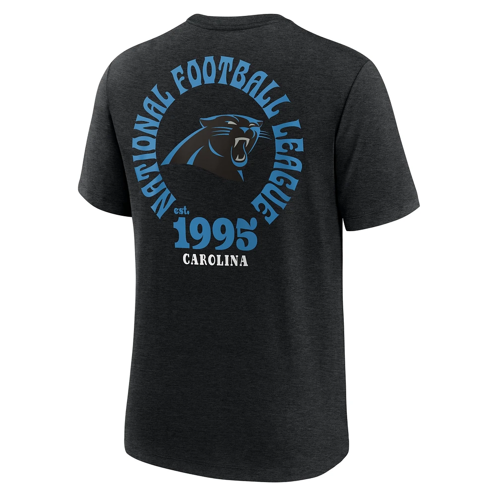 T-shirt Nike noir Carolina Panthers Rewind 2-Hit Tri-Blend pour homme