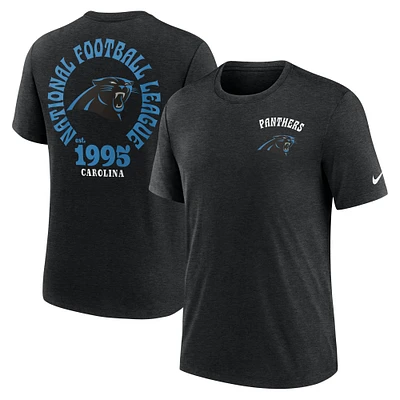 T-shirt Nike noir Carolina Panthers Rewind 2-Hit Tri-Blend pour homme