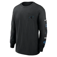 Men's Nike Black Carolina Panthers Rewind Heavy Max90 Pocket Long Sleeve T-Shirt