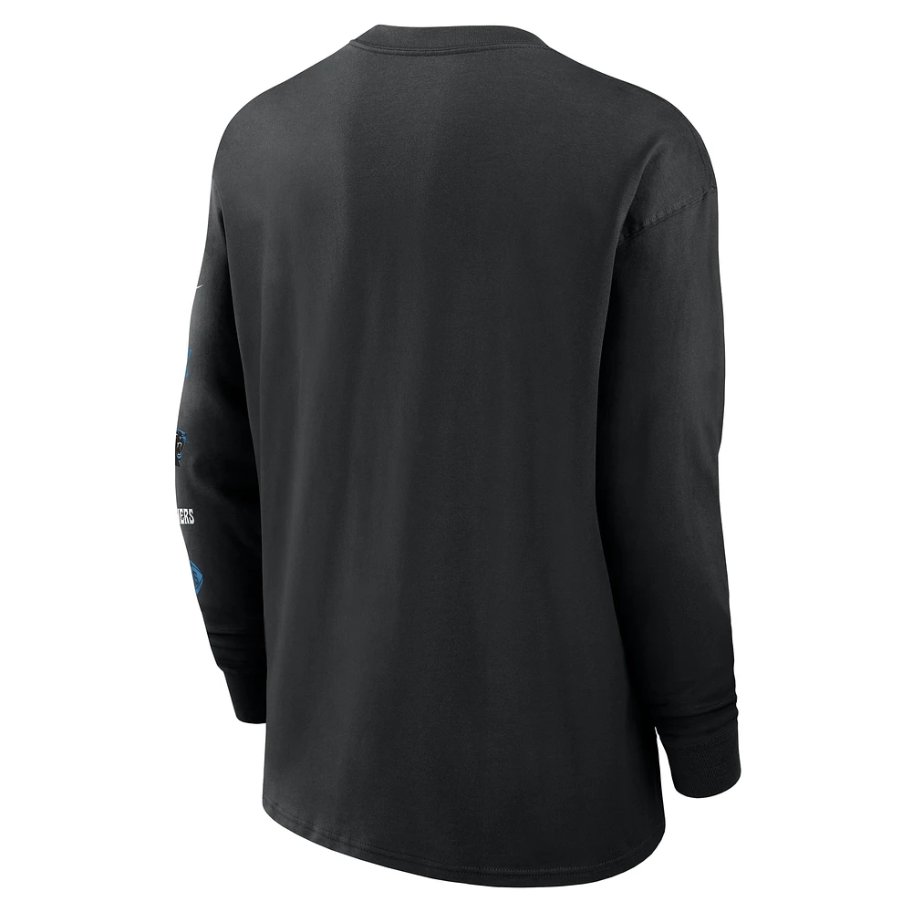 Men's Nike Black Carolina Panthers Rewind Heavy Max90 Pocket Long Sleeve T-Shirt