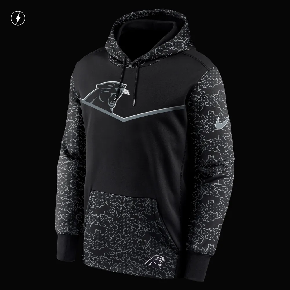 Chandail à capuchon RFLCTV Chevron des Black Carolina Panthers de Nike pour homme