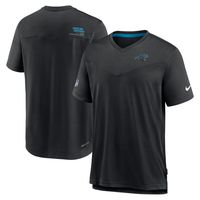 Men's Nike Black Carolina Panthers Sideline Coach Chevron Lock Up Logo V-Neck Performance T-Shirt