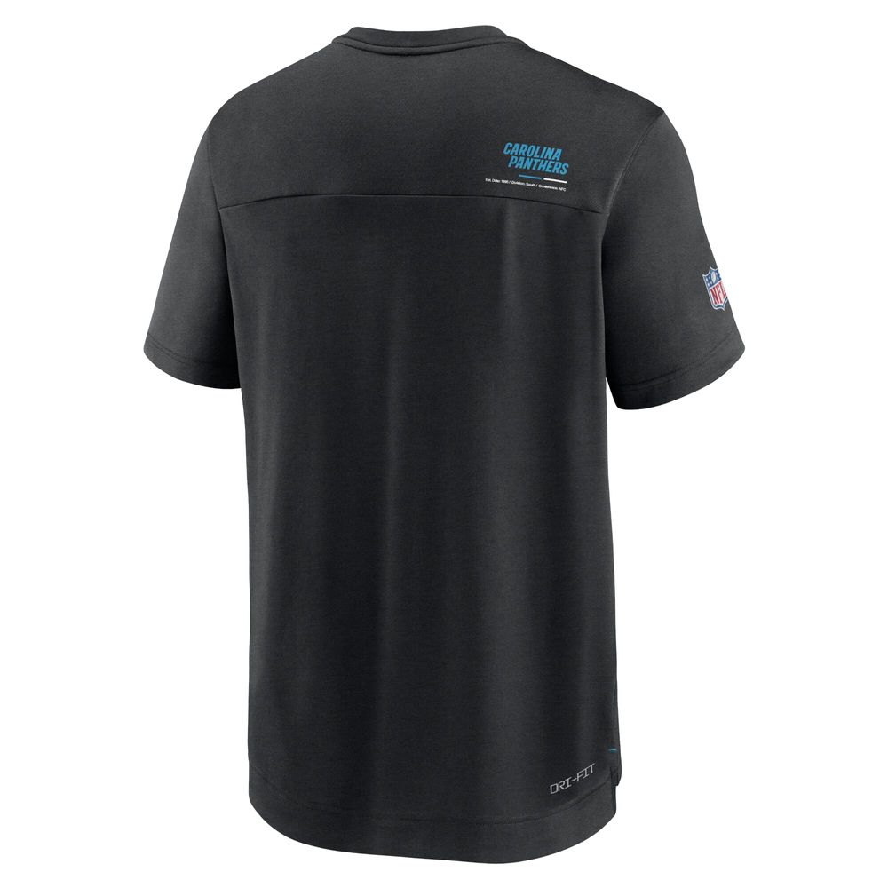 Men's Nike Black Carolina Panthers Sideline Coach Chevron Lock Up Logo V-Neck Performance T-Shirt