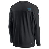 Men's Nike Black Carolina Panthers Sideline Coach Chevron Lock Up Long Sleeve V-Neck Performance T-Shirt