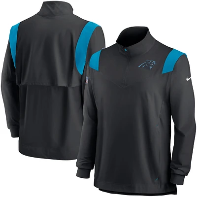 Haut à manches longues avec fermeture éclair quart de zip Nike Black Carolina Panthers Sideline Coach Chevron Lockup pour homme