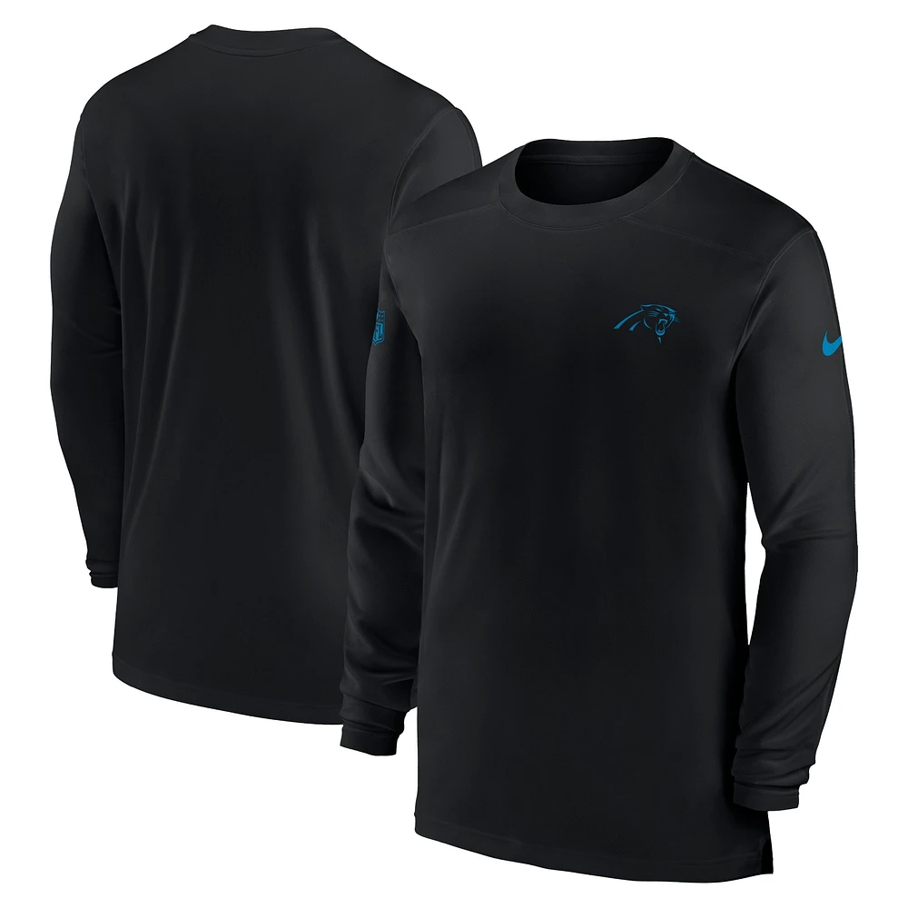 Men's Nike Black Carolina Panthers Sideline Coach Performance Long Sleeve T-Shirt