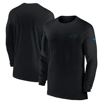 T-shirt à manches longues Nike Black Carolina Panthers Sideline Coach Performance pour homme