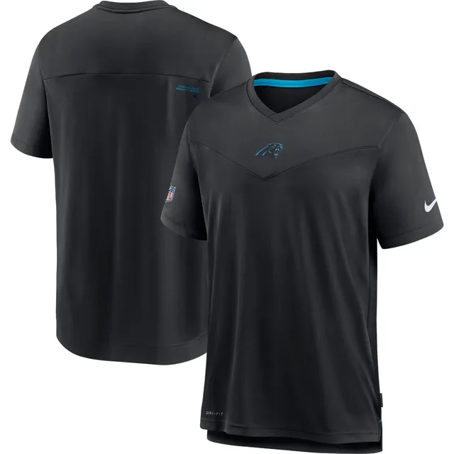 Men's Nike Blue Detroit Lions Sideline Coach Chevron Lock Up Logo V-Neck  Performance T-Shirt