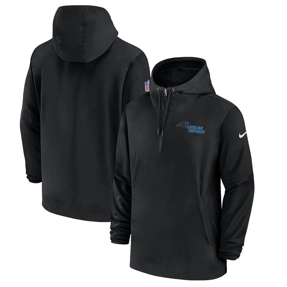 Men's Nike Black Carolina Panthers Sideline Half-Zip Hoodie